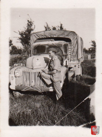 A soldier of the 2nd Corps by a truck, Italy, 1945; source: Abram Perelberg's private collection, Kresy-Siberia Foundation