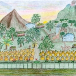 
						Child’s drawing of the Tengeru Settlement in Tanzania - artist unknown					