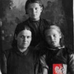 
						This is a photo that Barbara's grandmother, Anna Blaszko Prokopowicz (1893-1976), received from her sister, Maria Blaszko Romanowski, dated 1947, with the message "Greetings from Siberia." It is a small portrait of the sister Maria with her daughters. Their names are Jadzia and Stanislawa. Anna, Maria and their younger brother, Bronislaw Blaszko, were born in Bastuny, Belarus, a small village north of Lida, near today's Belarus-Lithuania border. Until 1945, this area was within the borders of eastern Poland.					