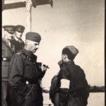 
						This is Frank Kustra being presented / talking to General Anders at the Royal School of Signals in Egypt, 1943					