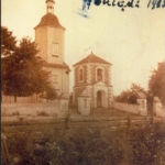 
						Goniadz. The old wooden church. Burnt in 1915. The photo dated 1903.					