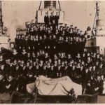 
						General Sikorski inspecting the crew of ORP Garland after the disastrous PQ16 convoy to Murmansk. Sailor J. Jarzabek was injured in this convoy.					