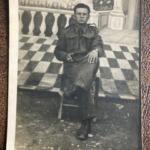 
						Photo of Sam in military uniform relaxing where, I don't know					