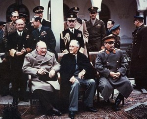 Yalta summit 1945 with Churchill, Roosevelt and Stalin. Source: Public Domain
