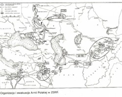 Map – The organisation and evacuation of the Polish Army from Russia; Source: Private collection of Prof. Wojciech Narębski