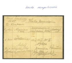 Supply card of Adolf Iwanica, Medical Battalion, 2nd Company, 10th DP, Second Corps – probably from the hospital in Iraq, 1942; Source: Private collection of Janina Iwanica, Kresy-Siberia Foundation Supply card of Adolf Iwanica, Medical Battalion, 2nd Company, 10th DP, Second Corps – probably from the hospital in Iraq, 1942; Source: Private collection of Janina Iwanica, Kresy-Siberia Foundation