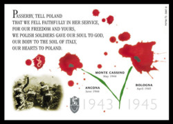 a commemorative card designed in 2002 by a veteran of the 2nd Corps – Stefan Mucha, commemorating the efforts of a Polish soldier in the Italian campaign, text in English based on the words of a speech by Gen. Anders; source: private collection of Stefan Mucha, Kresy-Siberia Foundation a commemorative card designed in 2002 by a veteran of the 2nd Corps – Stefan Mucha, commemorating the efforts of a Polish soldier in the Italian campaign, text in English based on the words of a speech by Gen. Anders; source: private collection of Stefan Mucha, Kresy-Siberia Foundation