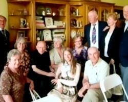 Father Łucjan Królikowski – soldier of the 2nd Corps, later a guardian of Polish children in settlements in Africa, with his pupils at a meeting after many years, United States, contemporary times; source: private collection of Father Łucjan Królikowski, Kresy-Siberia Foundation Father Łucjan Królikowski – soldier of the 2nd Corps, later a guardian of Polish children in settlements in Africa, with his pupils at a meeting after many years, United States, contemporary times; source: private collection of Father Łucjan Królikowski, Kresy-Siberia Foundation