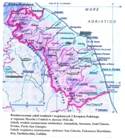 Schools of the 2nd Corps - map of the location of schools of the 2nd Corps in Italy - Marche and Umbria regions (1944-1946), author: prof. Wojciech Narebski; source: private collection of prof. Wojciech Narebski Schools of the 2nd Corps - map of the location of schools of the 2nd Corps in Italy - Marche and Umbria regions (1944-1946), author: prof. Wojciech Narebski; source: private collection of prof. Wojciech Narebski
