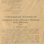 Temporary Instruction of the Internal Security Service in the Military Border Guard of October 19, 1919. Source: Archives of the Border Guard in Szczecin