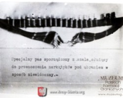 A belt made of a shawl, used to carry drugs under clothes, 1934. Archives of the Border Guard in Szczecin