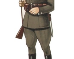 A shooter in a patrol suit