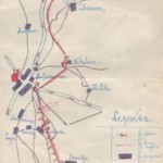 Sketch of the Polish-Soviet border section protected by the 2nd company of the 12th Customs Battalion. Sketch made by hand, taking into account border towns, roads, guardhouses, the course of the border and the headquarters of the battalion. October 1919. Source: Archives of the Border Guard in Szczecin