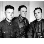 Belarusian writers in German captivity (from the left): Julian Siergiejewicz, Jan Bryl, Michał Wasilok; Stalag II D, 1940
