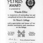 Wanda (Pelc) Ellis. One of the Pahiatua Polish children, received this award in 1996 for many years of community service at St Peter's College in Auckland Wanda (Pelc) Ellis. One of the Pahiatua Polish children, received this award in 1996 for many years of community service at St Peter's College in Auckland