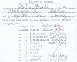 Certificate of completion of the Polish school in Kustanai by Urszula Trella, Kustanai, USSR, July 1942; source: from the collection of Wiesław Stypuła Certificate of completion of the Polish school in Kustanai by Urszula Trella, Kustanai, USSR, July 1942; source: from the collection of Wiesław Stypuła