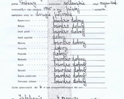 Kamila Mikucka's certificate of completing the 5th grade in a primary school in Isfahan, Iran, June 1945; source: from the collection of Wiesław Stypuła Kamila Mikucka's certificate of completing the 5th grade in a primary school in Isfahan, Iran, June 1945; source: from the collection of Wiesław Stypuła