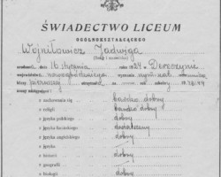 School report of Jadwiga Wojniłowicz, Valivade, 1944; source: private collection of Jadwiga Zawadzińska (née Wojniłowicz) School report of Jadwiga Wojniłowicz, Valivade, 1944; source: private collection of Jadwiga Zawadzińska (née Wojniłowicz)