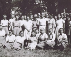 Farewell picnic with the delegate of the Ministry of Religious Denominations and Public Enlightenment, Michał Goławski, in Duży Lasek, Balachadi, 1945; source: from the collection of Wiesław Stypuła Farewell picnic with the delegate of the Ministry of Religious Denominations and Public Enlightenment, Michał Goławski, in Duży Lasek, Balachadi, 1945; source: from the collection of Wiesław StypułaFarewell picnic with the delegate of the Ministry of Religious Denominations and Public Enlightenment, Michał Goławski, in Duży Lasek, Balachadi, 1945; source: from the collection of Wiesław Stypuła