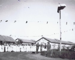 Polish children in formal attire at an assembly during the inspection of the estate by Jerzy Litewski – Consul General of the Republic of Poland in Bombay, Balachadi, 1945; source: from the collection of Wiesław Stypuła Polish children in formal attire at an assembly during the inspection of the estate by Jerzy Litewski – Consul General of the Republic of Poland in Bombay, Balachadi, 1945; source: from the collection of Wiesław Stypuła