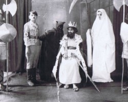 "Nativity play" - Herod in the company of halberdiers, the devil, death and Hitler, Balachadi, 1944; source: from the collection of Wiesław Stypuła "Nativity play" - Herod in the company of halberdiers, the devil, death and Hitler, Balachadi, 1944; source: from the collection of Wiesław Stypuła