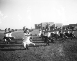Morning gymnastics in the housing estate; source: Poles from India Association Morning gymnastics in the housing estate; source: Poles from India Association