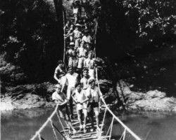 Scout rope bridge on the expedition in Chandoli; source: Poles from India Association Scout rope bridge on the expedition in Chandoli; source: Poles from India Association