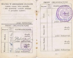 Pages of the service book of scout Wiesław Stypuła published by the Polish Scouting Association in the East, Jamnagar, March 4, 1945; source: from Wiesław Stypuła's collection Pages of the service book of scout Wiesław Stypuła published by the Polish Scouting Association in the East, Jamnagar, March 4, 1945; source: from Wiesław Stypuła's collection