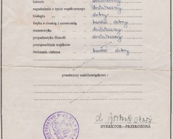 Matura certificate of Jadwiga Wojniłowicz, Valivade, March 10, 1945; source: private collection of Jadwiga Zawadzińska (née Wojniłowicz) Matura certificate of Jadwiga Wojniłowicz, Valivade, March 10, 1945; source: private collection of Jadwiga Zawadzińska (née Wojniłowicz)