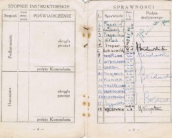 Pages of the service book of scout Wiesław Stypuła published by the Polish Scouting Association in the East, Jamnagar, March 4, 1945; source: from Wiesław Stypuła's collection Pages of the service book of scout Wiesław Stypuła published by the Polish Scouting Association in the East, Jamnagar, March 4, 1945; source: from Wiesław Stypuła's collection