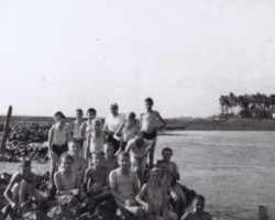 Polish children bathing under the care of Maria Mitro – one of the carers of Polish children, Hanka Ordonówna, evacuated from the USSR in the first transport of the Bombay Polish Red Cross, liked to sit on the visible sea rocks, singing her songs to the children, Bandra, 1942; source: from the collection of Wiesław Stypuła Polish children bathing under the care of Maria Mitro – one of the carers of Polish children, Hanka Ordonówna, evacuated from the USSR in the first transport of the Bombay Polish Red Cross, liked to sit on the visible sea rocks, singing her songs to the children, Bandra, 1942; source: from the collection of Wiesław Stypuła