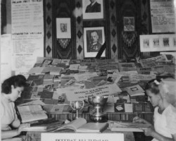 An informative exhibition about pre-war Poland organized by the district office in cooperation with the Cultural and Educational Department, Valivade, 1947; source: Poles from India Association An informative exhibition about pre-war Poland organized by the district office in cooperation with the Cultural and Educational Department, Valivade, 1947; source: Poles from India Association
