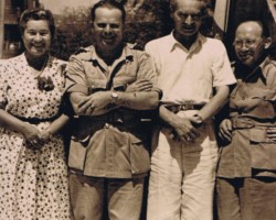Kira Banasińska, chairwoman of the Bombay Delegation of the Polish Red Cross, co-organizer of aid for Polish exiles in the USSR (first from the left) and priest Franciszek Pluta (first from the right) – commandant of the settlement for Polish children in Balachadi, Jamnagar, 1942; source: from the collection of Wiesław Stypuła Kira Banasińska, chairwoman of the Bombay Delegation of the Polish Red Cross, co-organizer of aid for Polish exiles in the USSR (first from the left) and priest Franciszek Pluta (first from the right) – commandant of the settlement for Polish children in Balachadi, Jamnagar, 1942; source: from the collection of Wiesław Stypuła