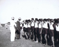 Welcoming the competitors of the sports games of the Balachadi housing estate, Balachadi, 1945; source: from the collection of Wiesław Stypuła Welcoming the competitors of the sports games of the Balachadi housing estate, Balachadi, 1945; source: from the collection of Wiesław Stypuła