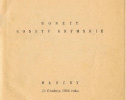 Cover of Adam Mickiewicz's "Crimean Sonnets" - school reading for Polish children in Balachadi; source: from the collection of Wiesław Stypuła Cover of Adam Mickiewicz's "Crimean Sonnets" - school reading for Polish children in Balachadi; source: from the collection of Wiesław Stypuła
