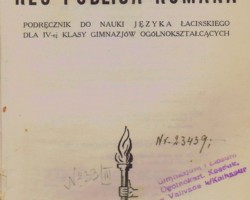 Title page of a Latin textbook used by students from the school in Valivade, published by the Publishing Section of the Command of the Bases and Stages of the Polish Army in the East, Jerusalem, 1943; source: from the collection of Wiesław Stypuła Title page of a Latin textbook used by students from the school in Valivade, published by the Publishing Section of the Command of the Bases and Stages of the Polish Army in the East, Jerusalem, 1943; source: from the collection of Wiesław Stypuła