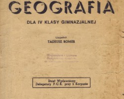 Cover of a geography textbook for Polish children from the Balachadi settlement, published by the Publishing Department of the Polish Red Cross Delegation at the 2nd Corps in Italy, Bari 1946; source: from the collection of Wiesław Stypuła Cover of a geography textbook for Polish children from the Balachadi settlement, published by the Publishing Department of the Polish Red Cross Delegation at the 2nd Corps in Italy, Bari 1946; source: from the collection of Wiesław Stypuła