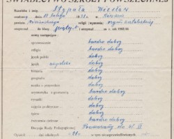 Wiesław Stypuła's school report; source: from Wiesław Stypuła's collection Wiesław Stypuła's school report; source: from Wiesław Stypuła's collection