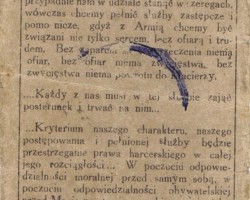 Excerpts from the ideological declaration of the Polish Scouting Association in the East - the obverse of the scout book; source: from the collection of Wiesław Stypuła Excerpts from the ideological declaration of the Polish Scouting Association in the East - the obverse of the scout book; source: from the collection of Wiesław Stypuła