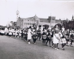 Children from the Polish school in the Malir camp during a ceremonial procession on Corpus Christi Day, Karachi, 1944; source: from the collection of Wiesław Stypuła Children from the Polish school in the Malir camp during a ceremonial procession on Corpus Christi Day, Karachi, 1944; source: from the collection of Wiesław Stypuła