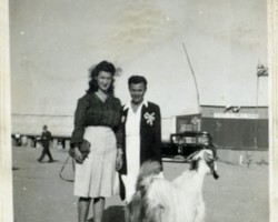Polish refugees with their pet goat Baśka in the Country Club transit camp near Karachi; source: Poles from India Association Polish refugees with their pet goat Baśka in the Country Club transit camp near Karachi; source: Poles from India Association