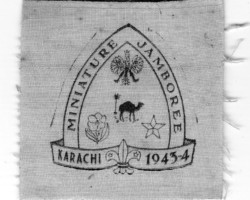 A jamboree badge for Polish scouts (from the Country Club camp) and British and Indian scouts, issued to commemorate the scout jamboree in Karachi in 1944; source: Circle of Poles from Niechciały from Niechciały A jamboree badge for Polish scouts (from the Country Club camp) and British and Indian scouts, issued to commemorate the scout jamboree in Karachi in 1944; source: Circle of Poles from Niechciały from Niechciały